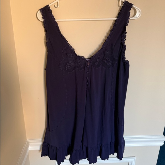 Savage X Fenty A Peek Behind the Lace Baby Doll Navy Blue Loungewear Dress Sz L - Picture 4 of 8